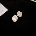 Silver Tone Wavy Irregular Disc Stud Earrings Jewelry view 6