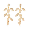 Textured Leaf Branch Drop Earrings in Gold and Silver Tones view 5