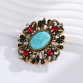 Aqua Gold Tone Flower Metal Brooch Pin for Jackets and Lapels view 5
