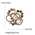 Layered Crystal and Pearl Flower Brooch in 2 Color Styles view 7