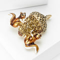 Squirrel Acorn Brooch Brown Enamel Gold Crystal Nut Pin view 2