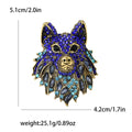 Vintage Crystal Wolf Head Brooch in Black Brown or Blue view 8
