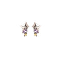 Silver Tone Starburst Pastel Bead Petite Stud Earrings view 5