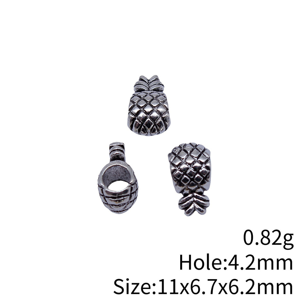 11x6.7x6.2mm 0.82g Antique Silver Zinc Alloy Pineapple Large Hole Spacer Beads for Bracelet Jewelry Making