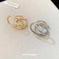 Geometric Double Loop Open Cuff Rings Gold and Silver view 4