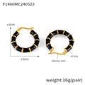 Bamboo Segment Enamel Hoop Earrings White Or Black Gold view 7