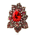 Teardrop Crystal Floral Leaf Brooch With Faceted Crystals And Polished Metal Details view 5