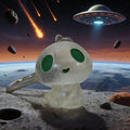 Glow-in-the-Dark Green-Eyed Alien Figure Keychains in Seven Poses view 8