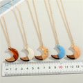 Resin and Wood Crescent Moon Pendant Necklaces in Five Colors view 5