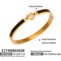 Gold Black Enamel Pavé Heart Clasp Bangle Bracelet view 6