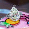 Silver Tone Pear Halo Ring Pave Split Band Sizes 6-10 view 5