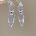 Clear Double Teardrop Dangle Earrings With Silver Tone Posts view 6