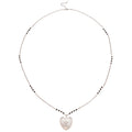 White Heart and Cross Pendant Necklace with Beaded Chain view 5