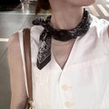 Black Paisley Square Scarf Hair Band With Tapered Ends view 3