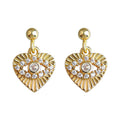 Gold Tone Mini Heart Eye Drop Stud Clear Stone Earrings view 5