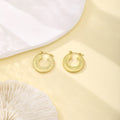 Sixty-Five Gold Tone Sculptural Small Hoop Earrings view 2