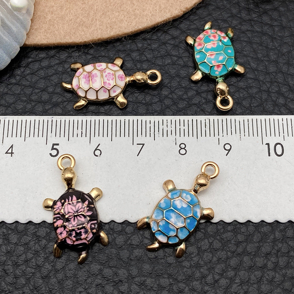 Enamel Zinc Alloy Turtle Charm Pendant for DIY Earrings Keychain and Cartoon Jewelry Making