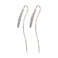 Silver Tone Teardrop Chain Long Threader Drop Earrings view 5