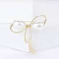 Delicate Wire Bow Brooch With Two Elongated Pearl Loops view 2