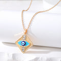 Gold and Silver Tone Geometric Crystal Evil Eye Pendant Necklaces view 3