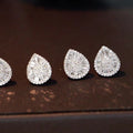 Layered Teardrop Outline Pavé Stud Earrings in Silver Tone view 4