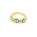 Gold Tone Triple Evil Eye Adjustable Open Rings in Six Colors view 6