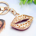 Crystal Lip Keychains in Pink and Blue with Matching Lipstick Dangles view 5