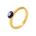 Blue Evil Eye Oil Drip Rings Hammered Band Gold Steel Multi Size view 5
