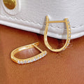 Micro Pavé U Shape Huggie Hoop Earrings Three Metal Tones view 5