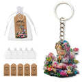 Flower Crown Praying Girl Printed Wood Keychain Split Ring view 1