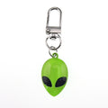 Silver Tone Green and White Alien Head Clip Keychains view 5