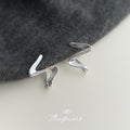 Silver-Tone Twisted Geometric Wave Line Metal Stud Earrings view 1