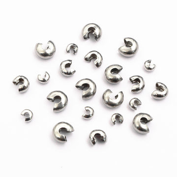 Silver Tone Half Moon Open Crimp Bead Cover Components