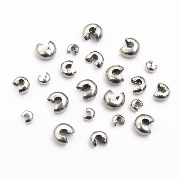 Silver Tone Half Moon Open Crimp Bead Cover Components