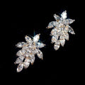 Marquise Clear Stone Leaf Cluster Stud Earrings Two Tones view 4