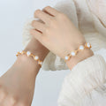 Gold Wire Wrapped Pearl Open Cuff Bangle Bracelet Brass view 3
