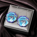 Silver Tone Blue Floral Butterfly and Evil Eye Acrylic Hook Earrings view 4