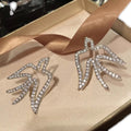 Swallow Bird Pavé Crystal Stud Earrings in Silver Tone view 5