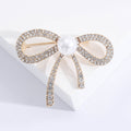 Crystal Ribbon Bow Brooch With Central Faux Pearl Accent view 4