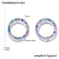 Double-Sided Circle Zircon Huggie Earrings Clear Multicolor view 7