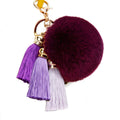 Folding Fan Rabbit Fur Pom Keychains in Ten Pictured Color Combinations view 5