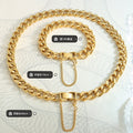 Thick Cuban Curb Chain Necklace Bracelet Box Clasp Gold Steel view 2