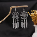 Fifty-One Silver Tone Ornate Ethnic Fringe Dangle Earrings view 3