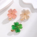 Green Four Leaf Clover Three Designs Metal Brooch Pin view 3