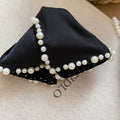 Triangle Fabric Pearl Edge Hair Claw Clip Black Cream view 6