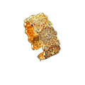 Gold Openwork Flower Band Ring Clear and Red Stones view 5