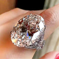 Oversized Oval Solitaire Floral Ring In Silver Tone view 3