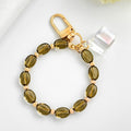 Coffee Bean Bead Bracelet Keychain With Crystal Accent view 3