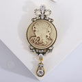 Cameo Portrait Crown Drop Brooch With Crystal Accents view 6