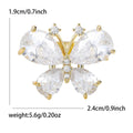 Clear Crystal Butterfly Brooch In Two Metal Tones With Polished Metal Detail view 7